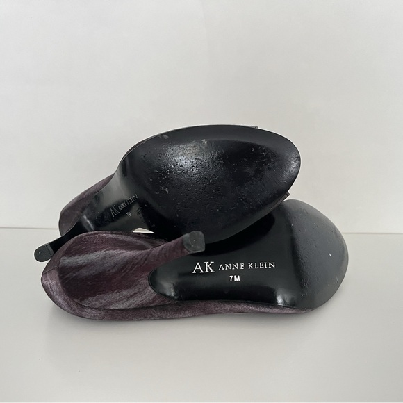 Anne Klein Peep Toe Pumps Heels Size 7 Fabric Gray Plum Evening Elegant Wedding - Picture 6 of 7